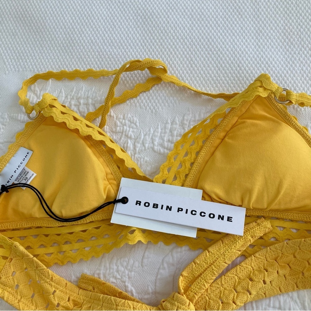 NWT Robin Piccone sun glow tie bikini top crochet festival size XS - Picture 2 of 6